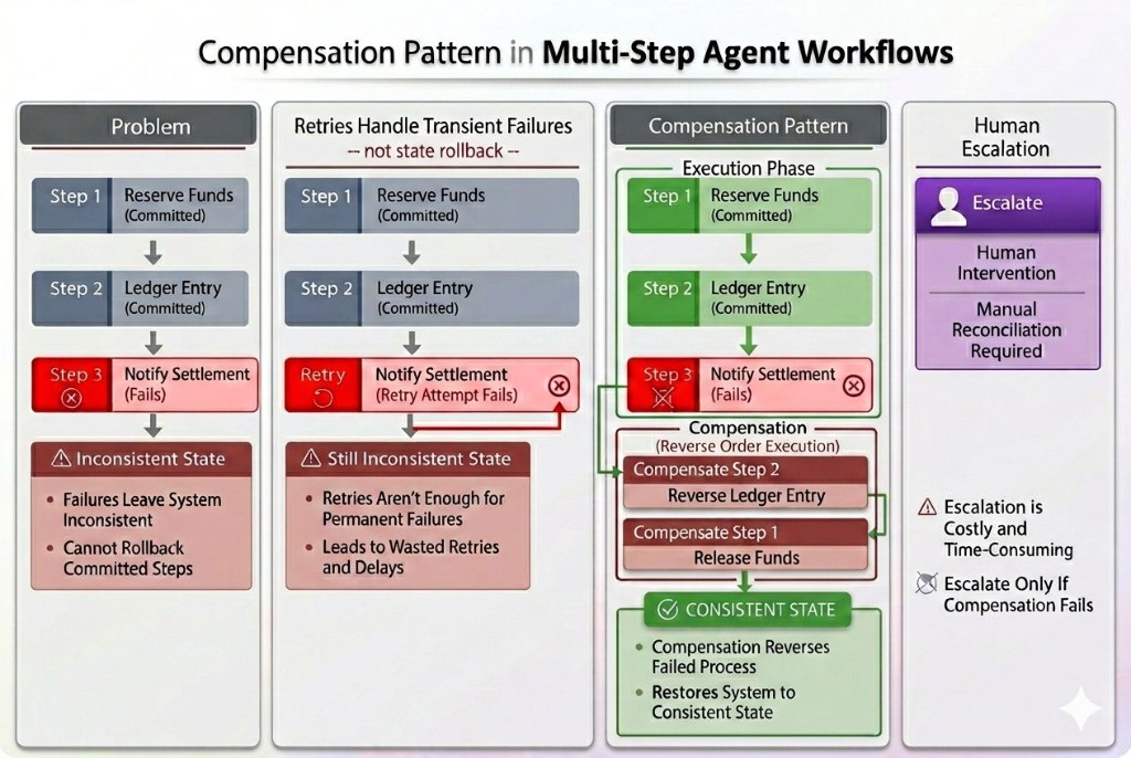 Compensation Pattern in Multi-Step Agent Workflows